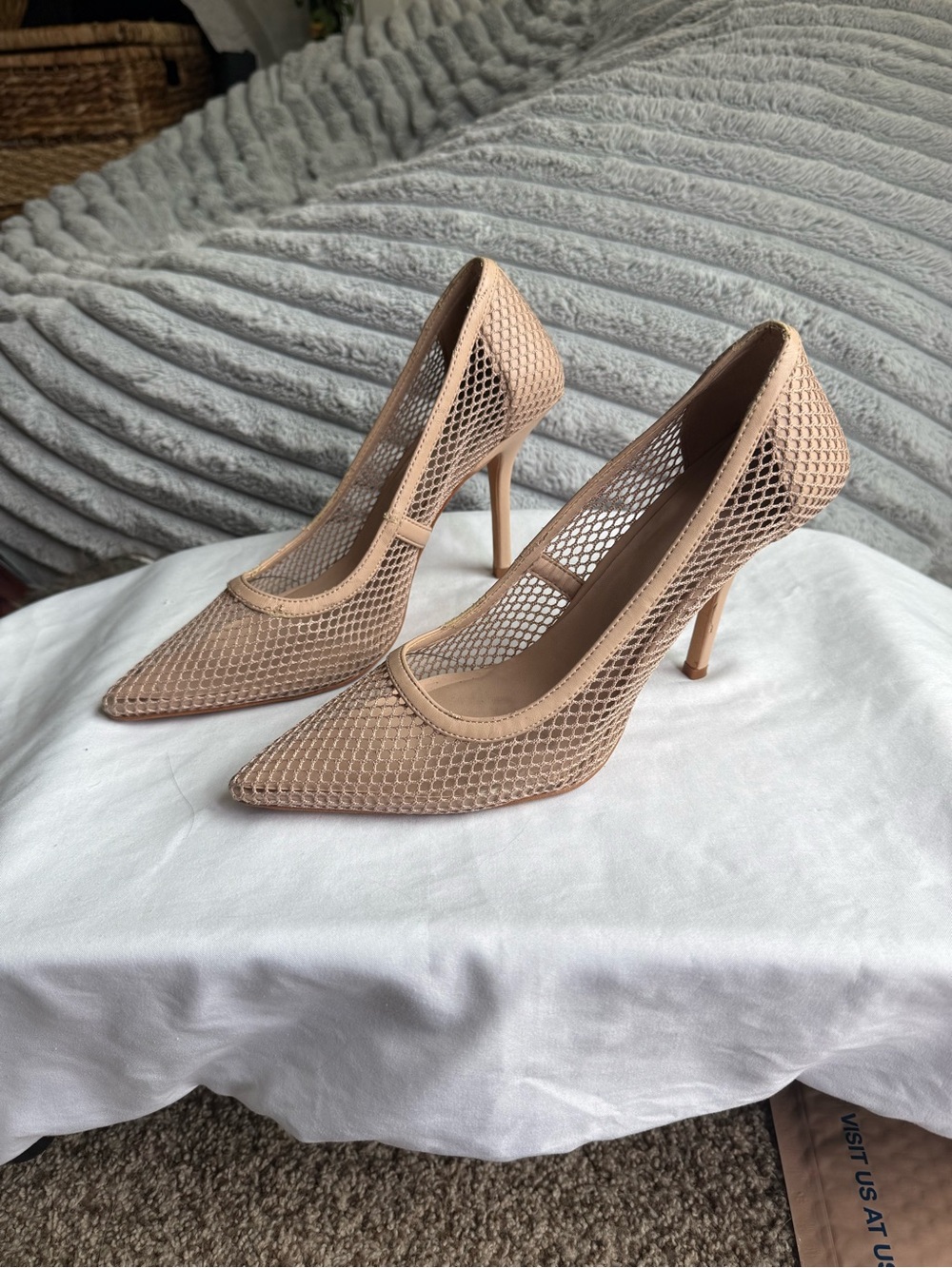 Aldo Monaco Blush Mesh Pointed-Toe Stiletto Pumps Women’s 8
